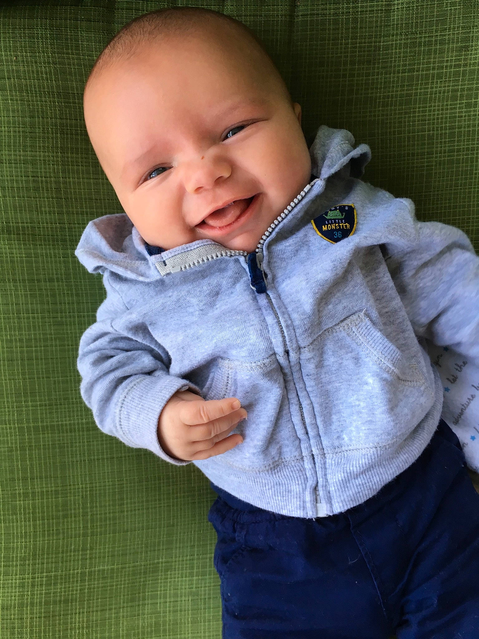 Remy joined the competition — help win amazing prizes! baby, blue, cheek, child, child_model, chin, cool, eye, face, forehead, head, hoodie, jeans, lip, male, nose, outerwear, person, product, skin
