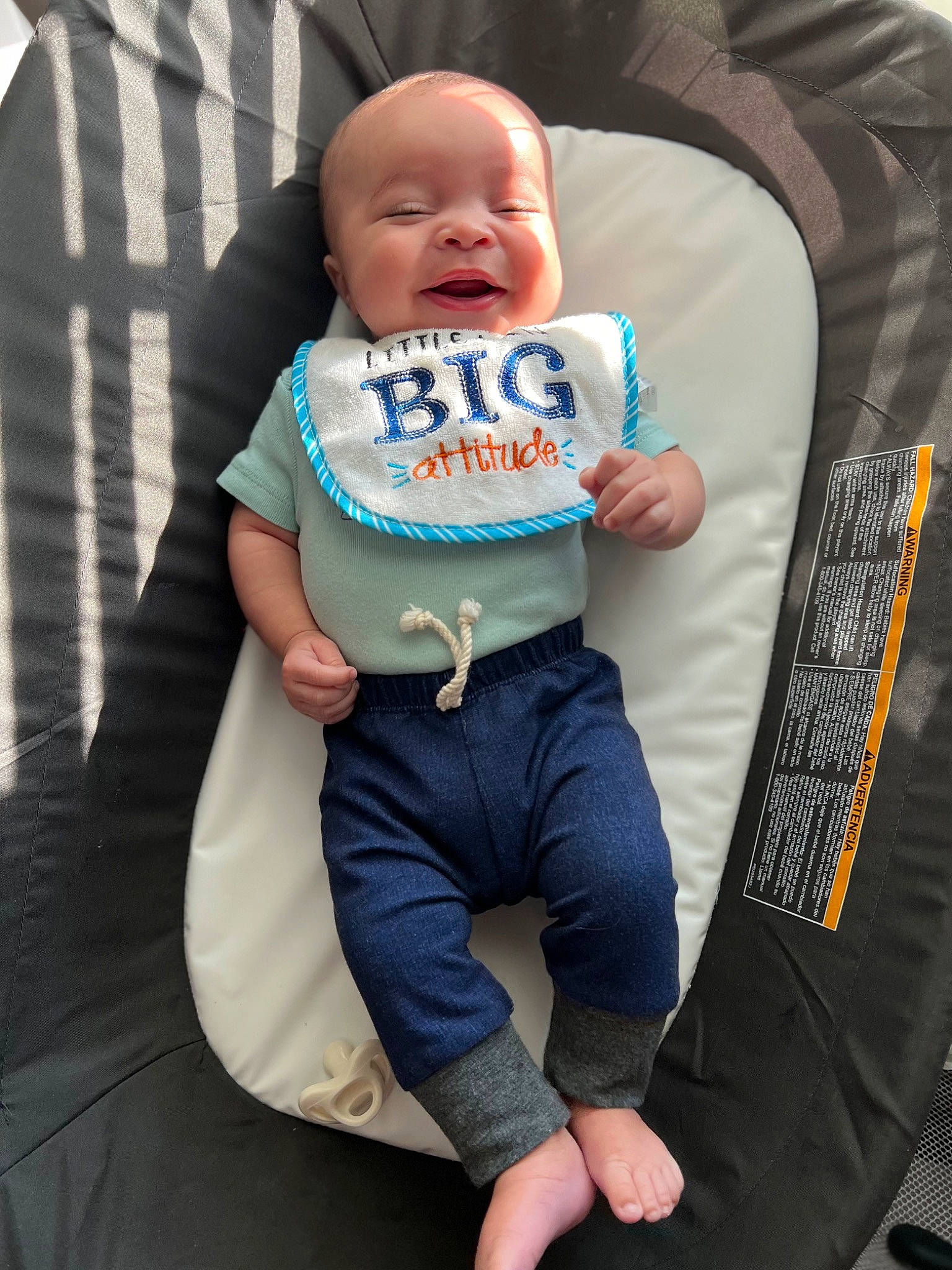 Kamden is registered to the contest to win money with this photo: baby, baby_carriage, baby_products, baby_safety, baby_toddler_clothing, car_seat, chair, cheek, child, comfort, electric_blue, facial_expression, happy, lap, person, product, sitting, sleeve, smile, thigh