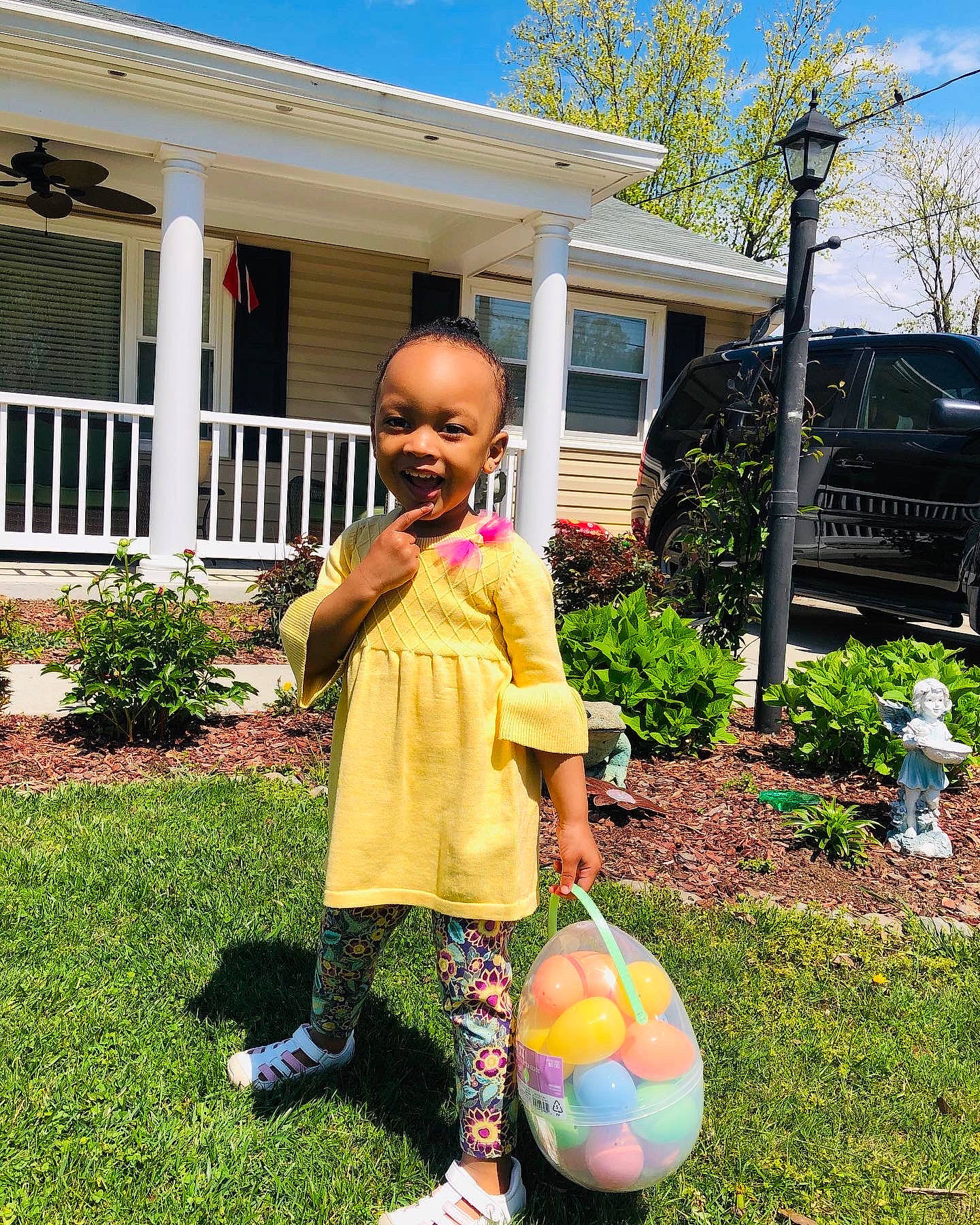 Sophia joined the competition — help win amazing prizes! ball, building, football, grass, happy, house, joy, leaf, leisure, people_in_nature, person, plant, recreation, sky, soccer, sports_equipment, summer, tire, toy, tree