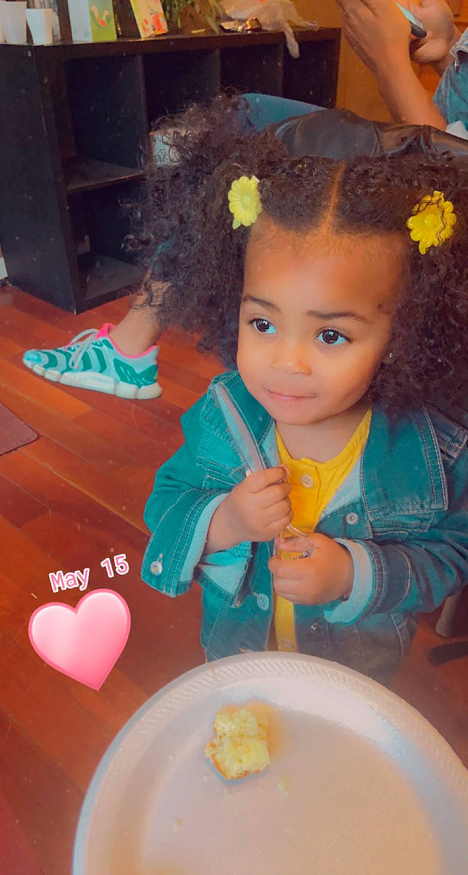 Yuri joined the competition — help win amazing prizes! baby_toddler_clothing, chair, child, comfort_food, cuisine, dish, eye, fashion_accessory, flower, food, fun, happy, headband, iris, person, plate, ringlet, sweetness, tableware, toddler