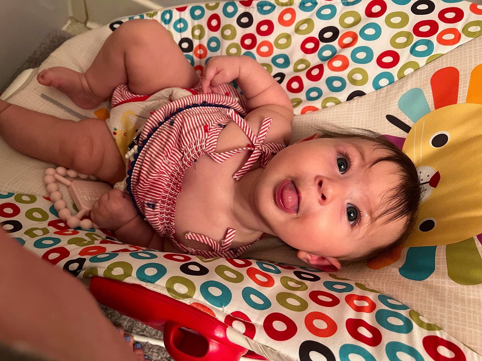 Haizely is registered to the contest to win money with this photo: abdomen, baby, baby_toddler_clothing, cheek, chest, child, comfort, eye, eyelash, happy, head, headgear, human_body, mouth, pattern, person, skin, stomach, surprise, thigh