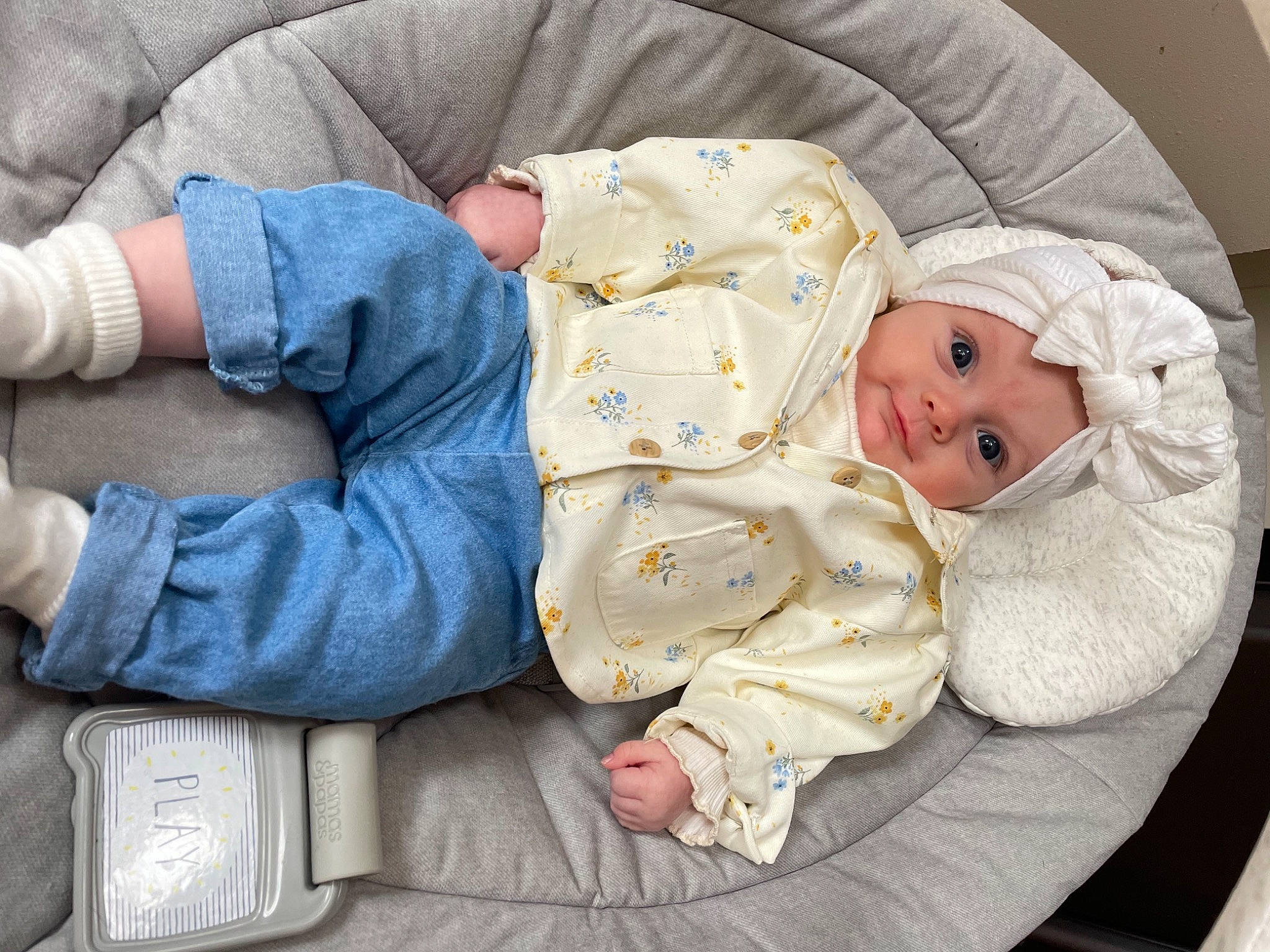 Aurelia joined the competition — help win amazing prizes! baby, baby_products, baby_sleeping, baby_toddler_clothing, cheek, child, comfort, denim, finger, hat, headwear, human, linens, person, product, sitting, skin, sleep, sleeve, textile