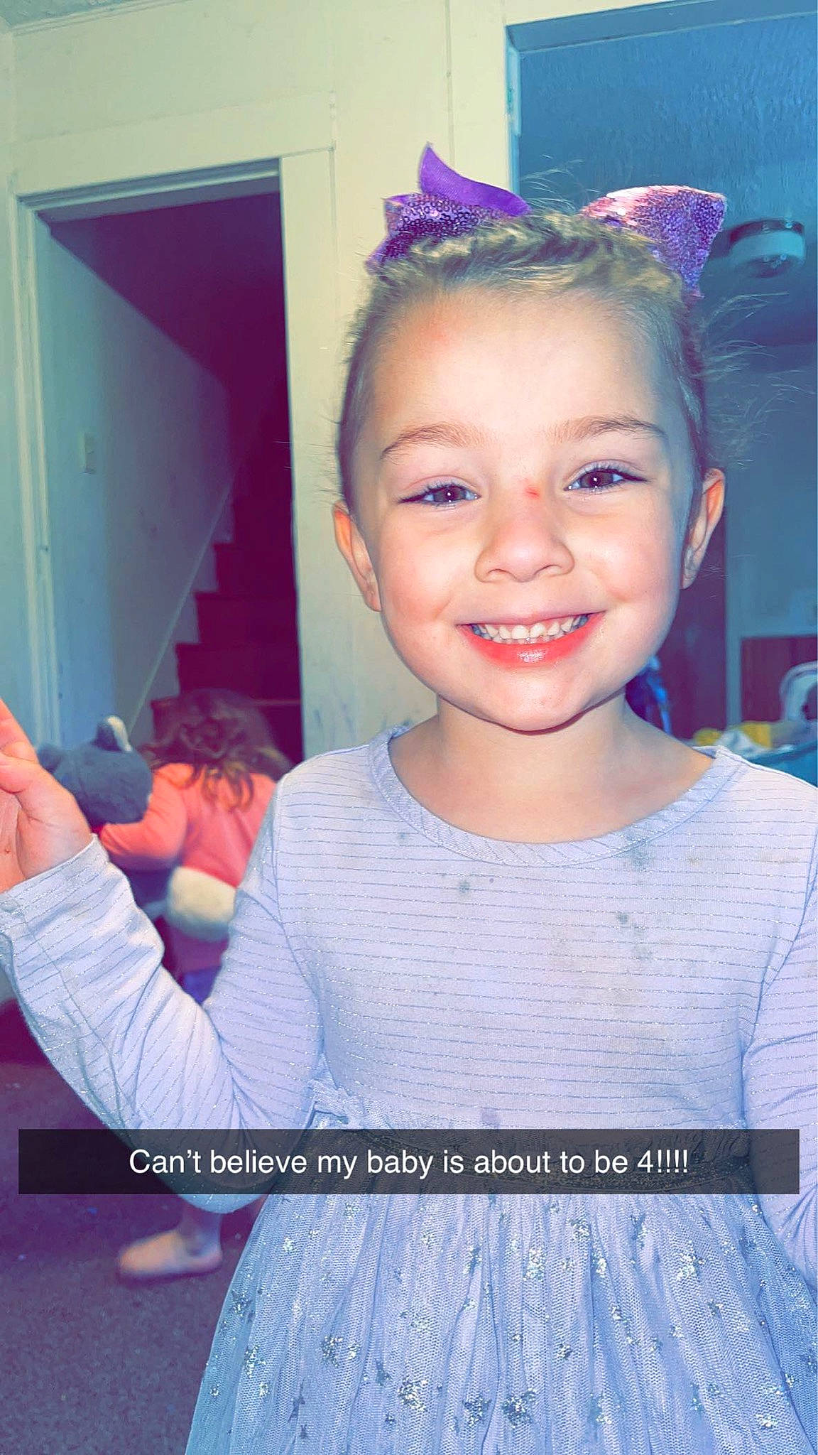 Addelyn is registered to the contest to win money with this photo: beauty, blue, child, cool, electric_blue, face, flash_photography, fun, gesture, hairstyle, happy, headpiece, iris, joy, magenta, person, pink, purple, sleeve, smile