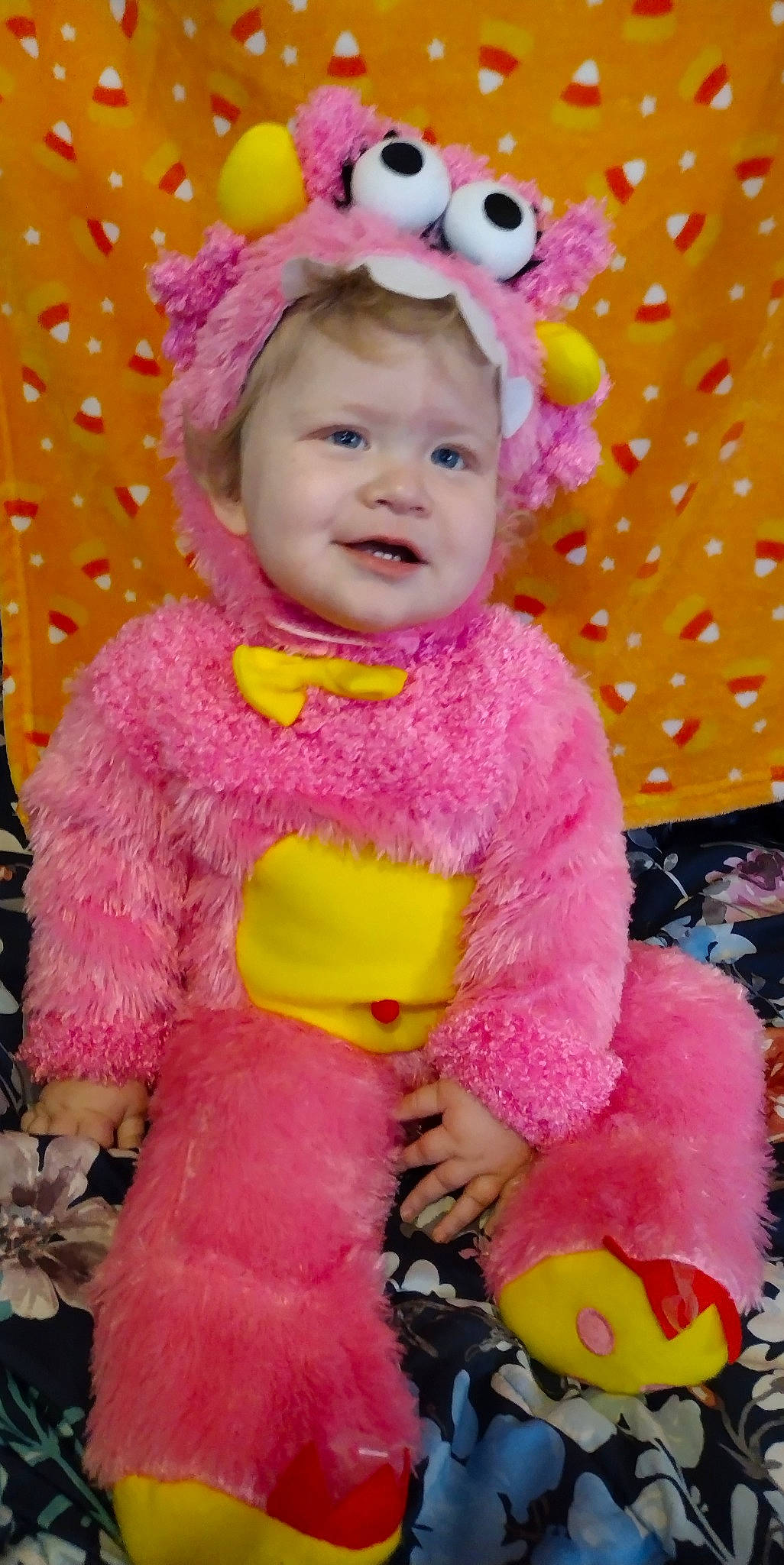 Cecilia is registered to the contest to win money with this photo: baby, baby_products, baby_toddler_clothing, cheek, child, dress, fun, happy, headgear, magenta, outerwear, person, pink, plush, purple, sleeve, smile, stuffed_toy, toddler, toy