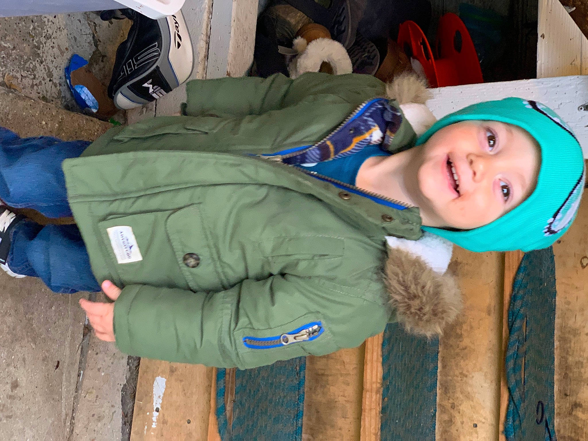 Brentlee joined the competition — help win amazing prizes! baby, baby_toddler_clothing, blue, child, comfort, electric_blue, fun, fur, glove, happy, hat, headwear, jacket, parka, person, polar_fleece, sleeve, smile, toddler, windbreaker