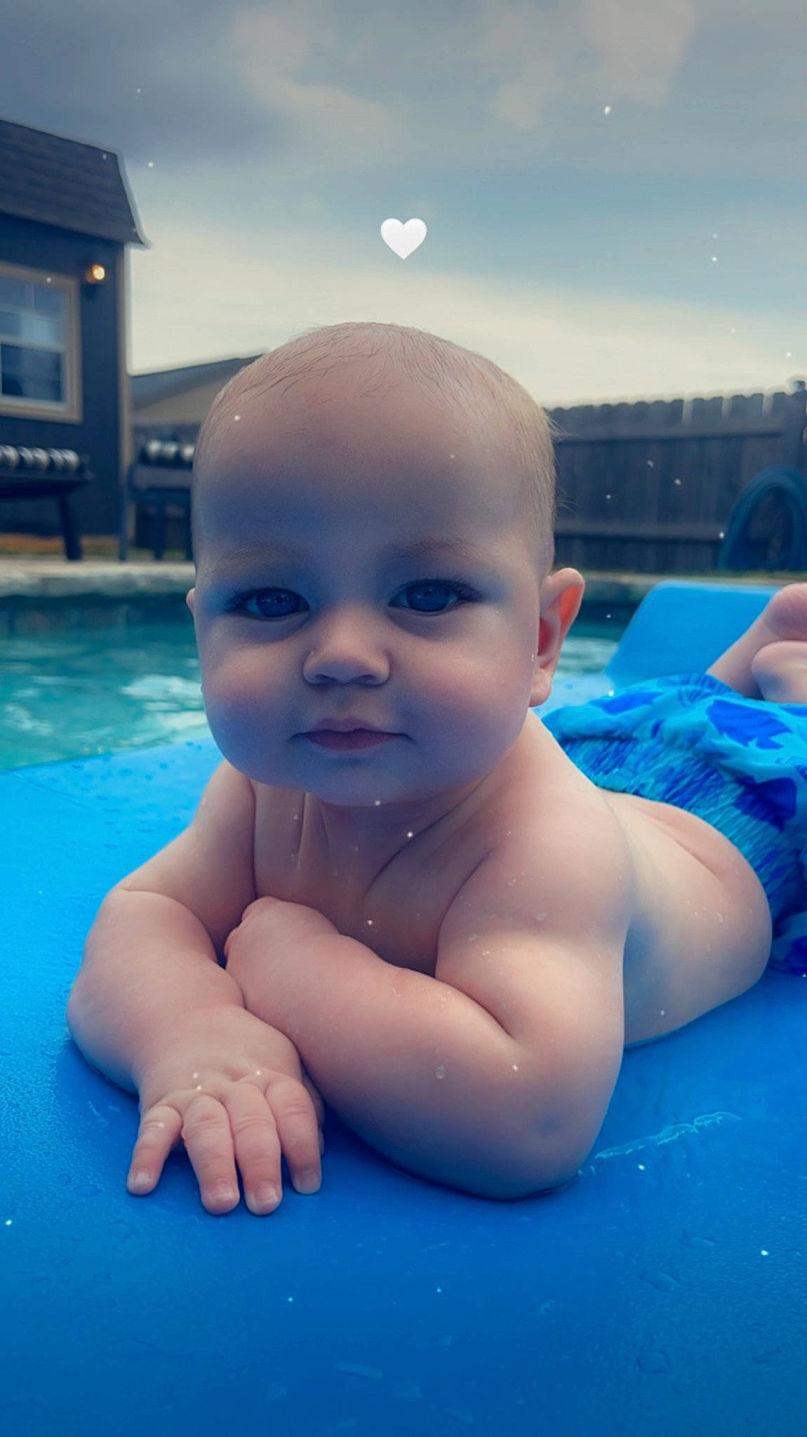 Khyzer is registered to the contest to win money with this photo: azure, baby, barechested, bathing, blue, chest, child, cloud, face, happy, leisure, light, muscle, person, recreation, skin, sky, smile, swimming_pool, toddler