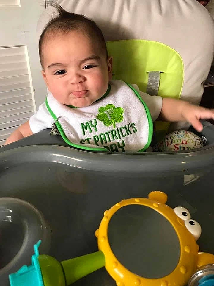 Billy joined the competition — help win amazing prizes! baby, baby_carriage, baby_products, baby_safety, baby_toddler_clothing, chair, child, circle, comfort, fun, green, happy, light, person, personal_protective_equipment, product, sitting, sleeve, t_shirt, toddler