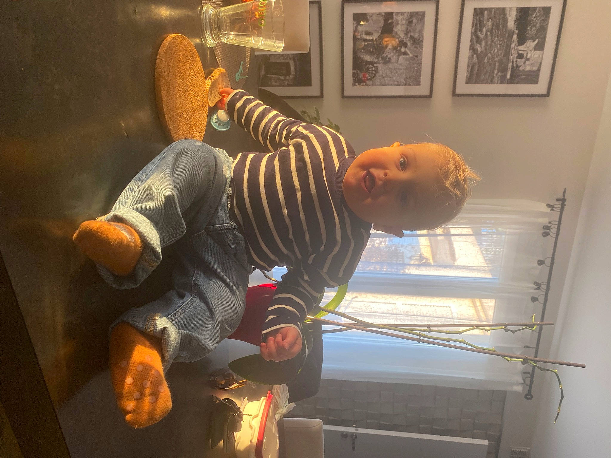 Marlonn participe au concours pour gagner de l'argent avec cette photo : comfort, elbow, flooring, fun, hat, knee, person, picture_frame, room, visual_arts, wood