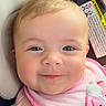 Scarlett Hopkins joined the competition — help win amazing prizes! baby, child, face, smile, pink_bib, car_seat, infant, closeup, head, cute, clothing, childcare, adorable, portrait, baby_girl, soft_skin, young_child, happy, seat, infant_care