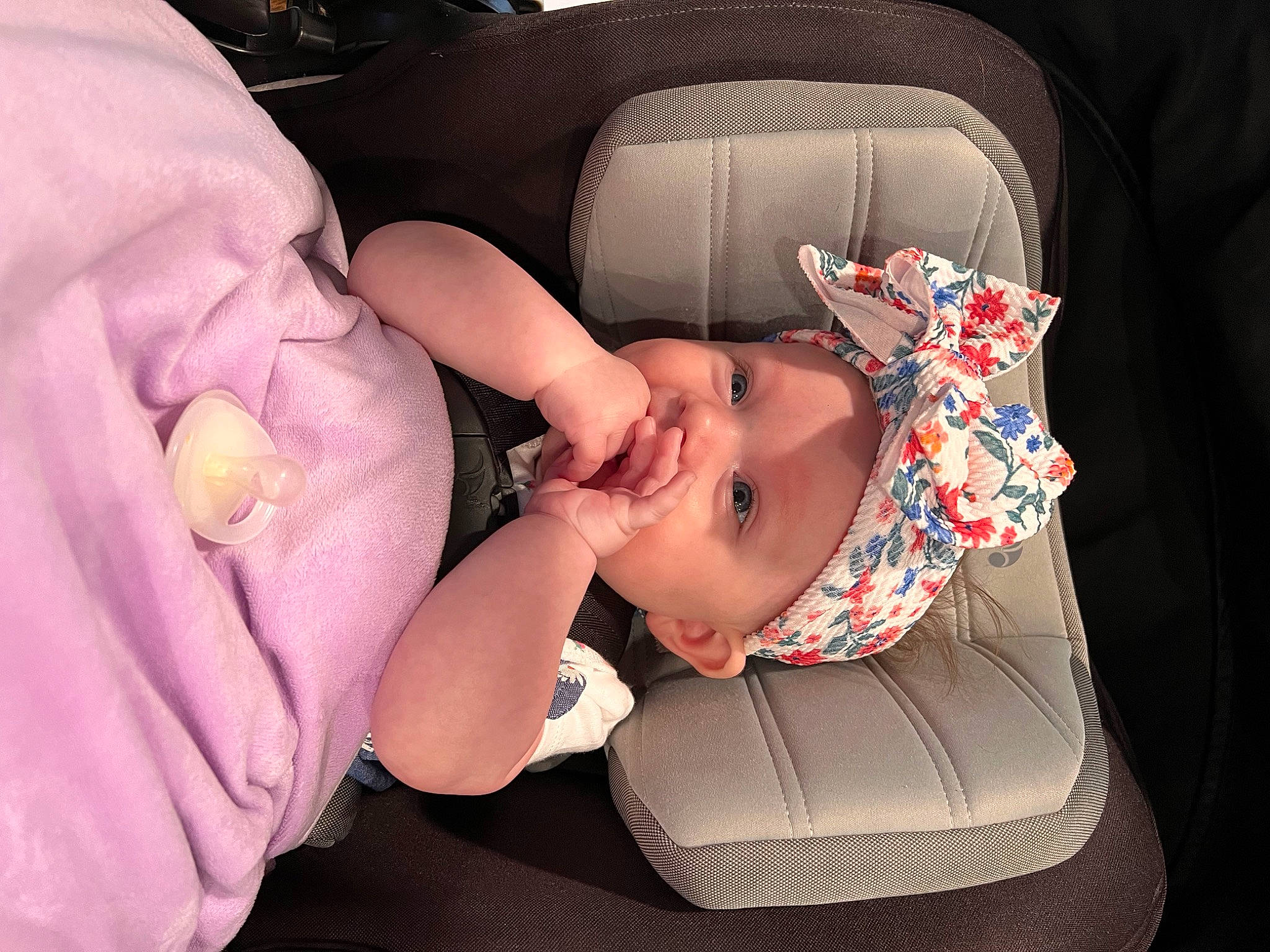 Paisley joined the competition — help win amazing prizes! auto_part, baby, baby_carriage, baby_in_car_seat, baby_products, baby_sleeping, baby_toddler_clothing, car_seat, car_seat_cover, cheek, child, comfort, fashion_accessory, finger, headwear, luxury_vehicle, mouth, pattern, person, product