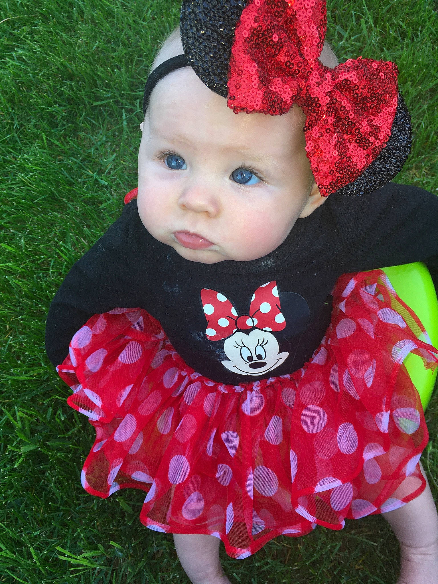 November joined the competition — help win amazing prizes! baby, baby_bloomers, baby_products, baby_toddler_clothing, child, clothing, costume, costume_accessory, design, grass, hair_accessory, headgear, headwear, lip, pattern, person, pink, polka_dot, product, red