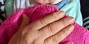 Dolly-Mae joined the competition — help win amazing prizes! baby, cheeks, closeup, clothing, cozy, cute, face, hand, happy, holding, indoor, infant, knitted_blanket, pattern, person, pink, portrait, smile, striped_sweater, warm
