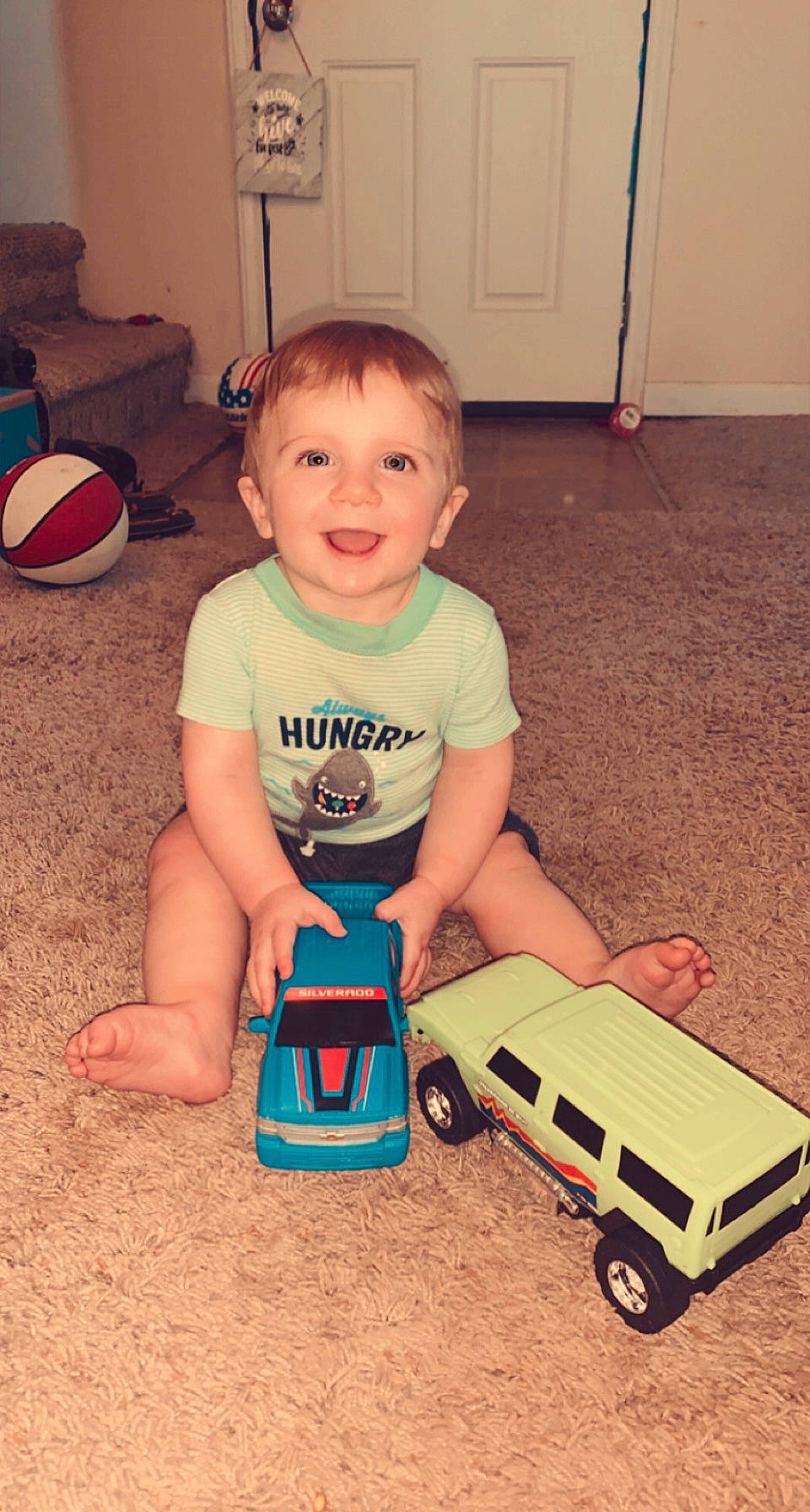 Lucas joined the competition — help win amazing prizes! baby, baby_toddler_clothing, car, child, door, flooring, fun, happy, joy, motor_vehicle, person, play, sitting, smile, t_shirt, tire, toddler, toy, toy_vehicle, vehicle