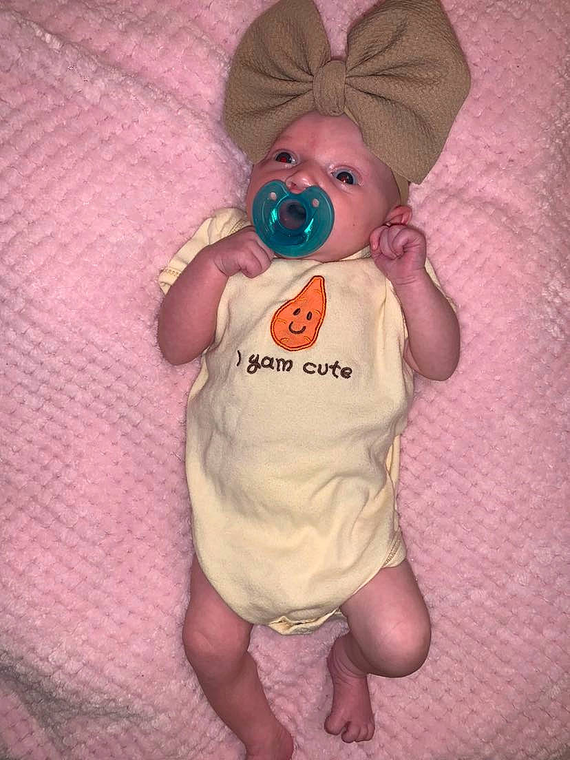 Paisley joined the competition — help win amazing prizes! baby, baby_products, baby_sleeping, baby_toddler_clothing, comfort, costume_hat, doll, happy, hat, head, linens, nose, person, pink, plush, sleeve, stuffed_toy, sun_hat, textile, toddler