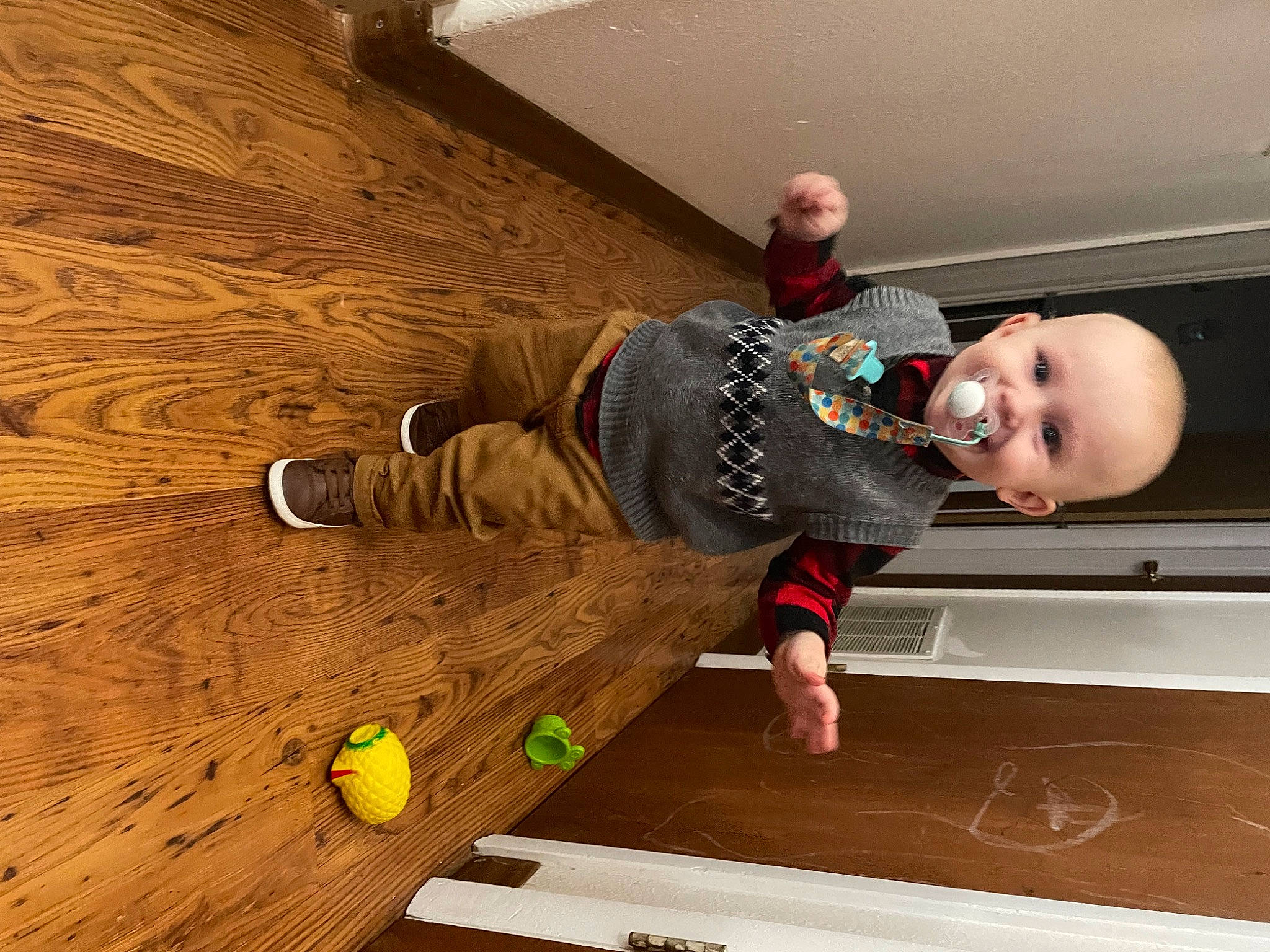 Ambrose is registered to the contest to win money with this photo: child, comfort, floor, flooring, fun, hardwood, joy, laminate_flooring, leisure, pattern, person, plank, plywood, room, smile, t_shirt, toddler, varnish, wood, wood_flooring