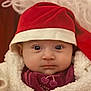 Lorena participe au concours pour gagner de l'argent avec cette photo : baby, infant, face, wide_eyes, santa_hat, red_hat, white_fleece, cozy_clothing, holiday, christmas, cute, portrait, indoors, child, warm_clothing, expression, looking_at_camera, headwear, seasonal, festive