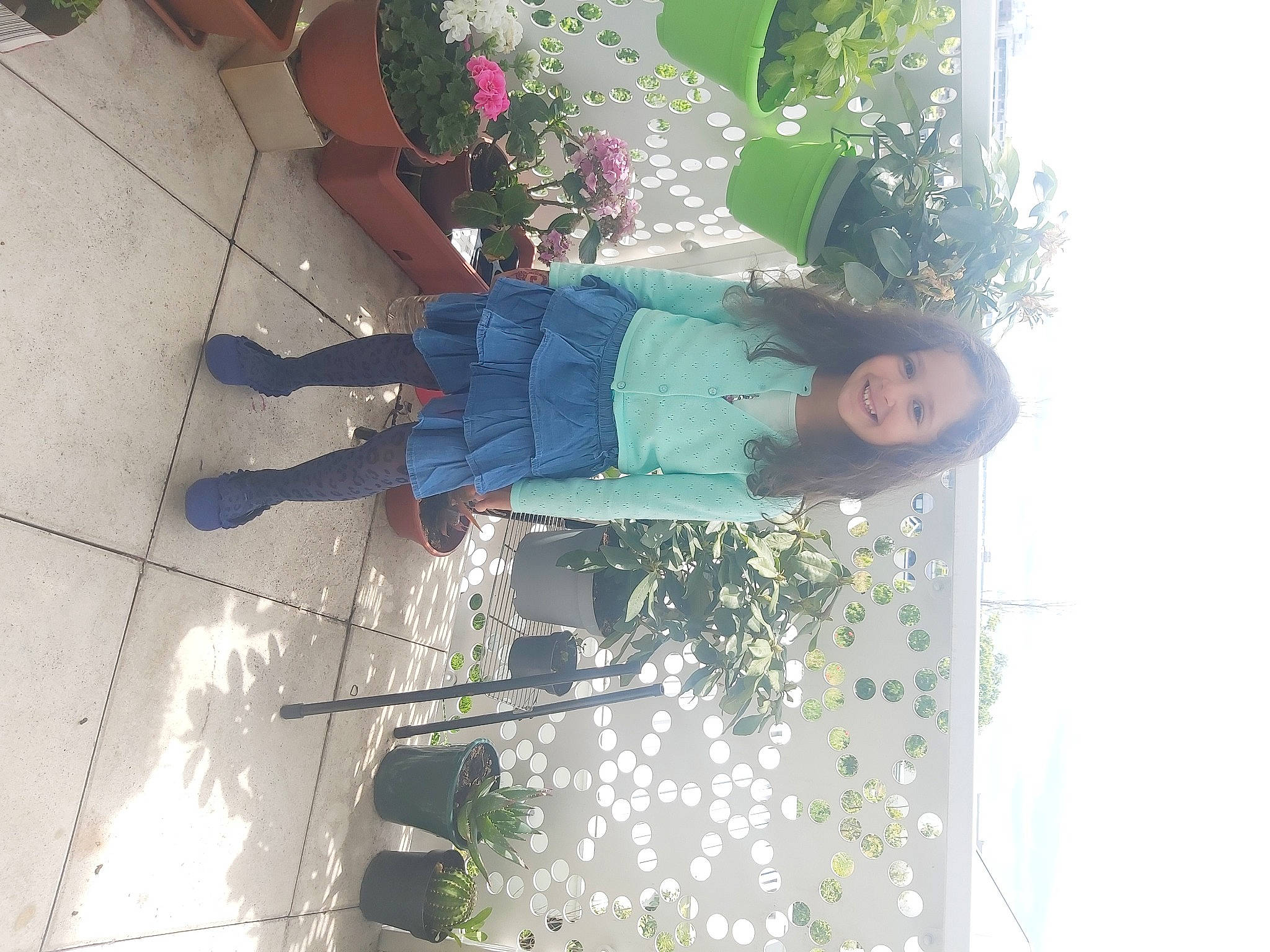 Leîla participe au concours pour gagner de l'argent avec cette photo : flooring, flowerpot, fun, glass, green, houseplant, joy, leisure, line, pattern, person, photograph, photography, plant, shadow, sky, smile, snapshot, tree, white