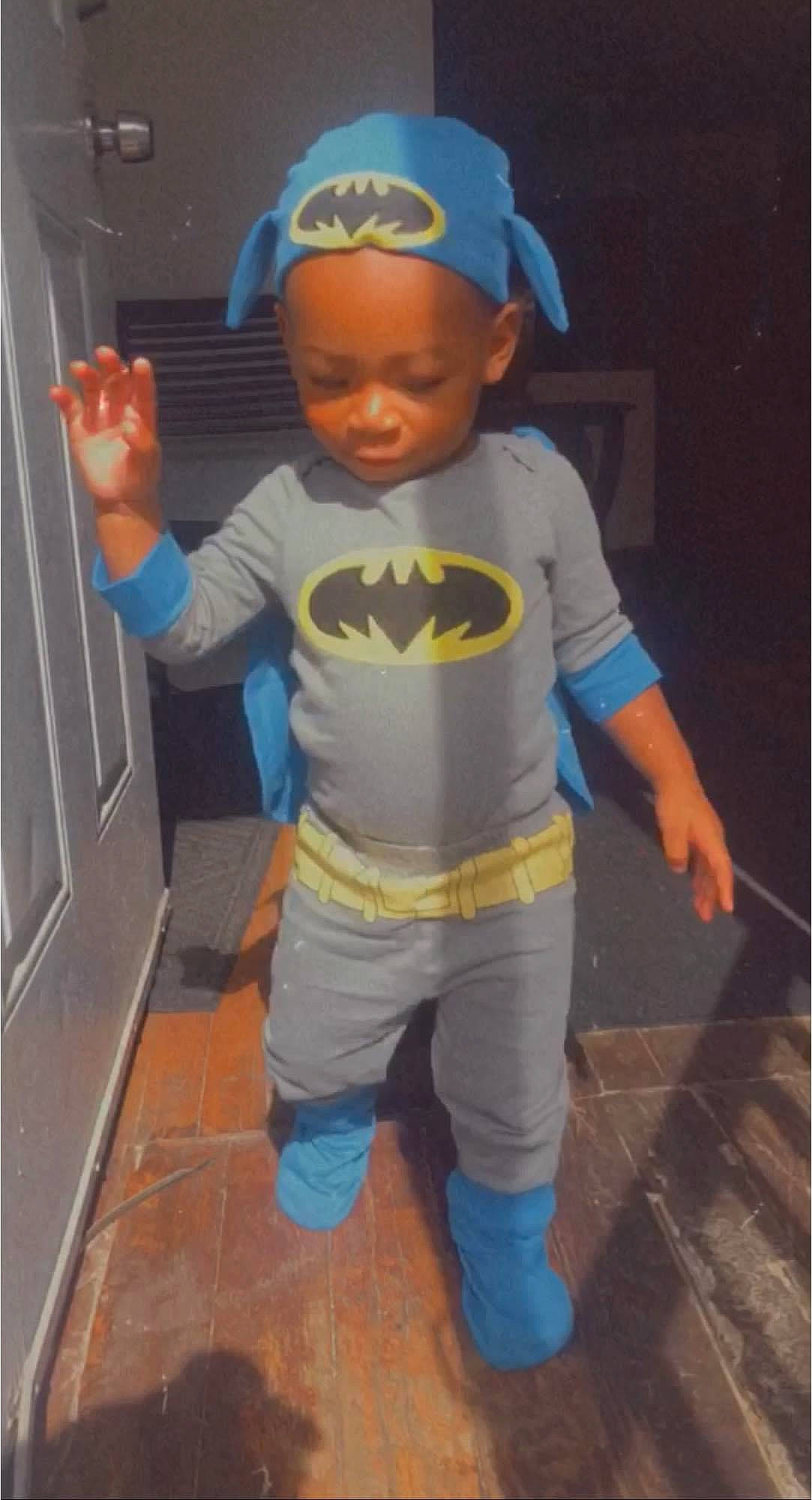 Casen joined the competition — help win amazing prizes! baby, baby_toddler_clothing, baseball_cap, cap, child, cool, costume, cricket_cap, electric_blue, fictional_character, floor, human_body, overall, person, play, product, sleeve, sock, standing, thumb