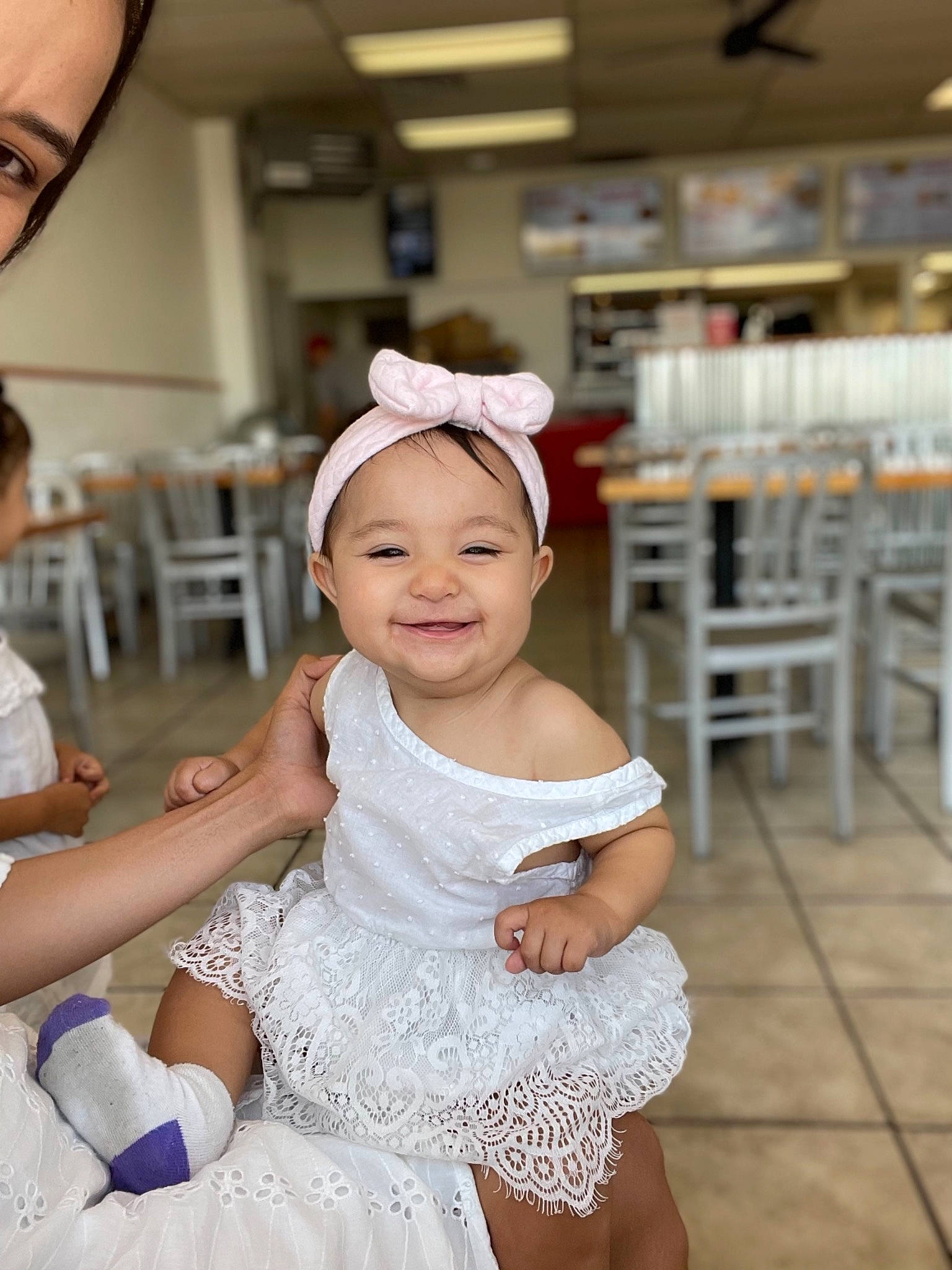 Lilibeth is registered to the contest to win money with this photo: baby, baby_toddler_clothing, bridal_accessory, bridal_clothing, chair, child, dress, embellishment, event, fashion, fashion_design, flash_photography, fun, gown, happy, headpiece, jewellery, joy, person, skin