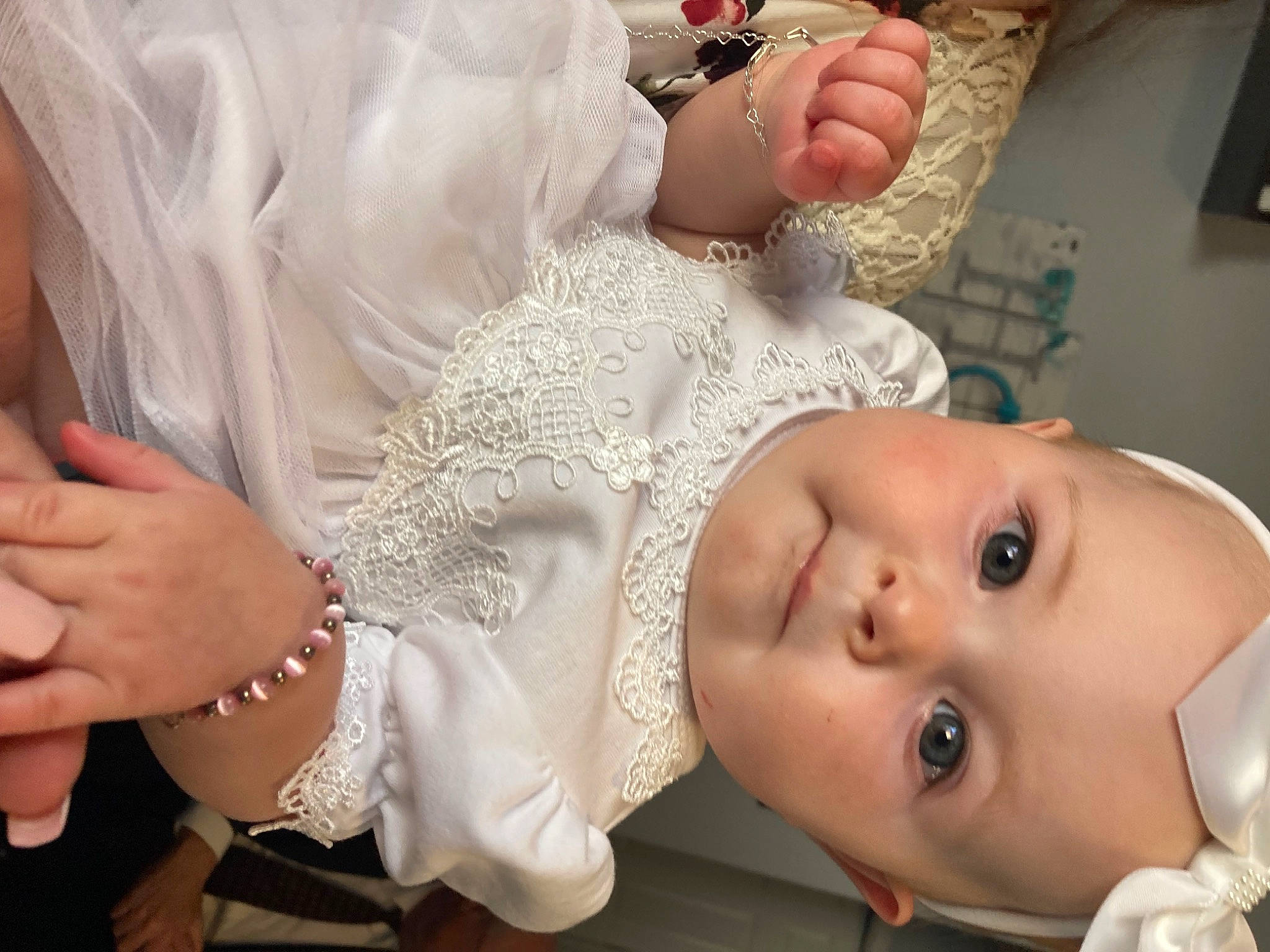 Aelin is registered to the contest to win money with this photo: baby, baby_toddler_clothing, cheek, ear, event, eyelash, finger, gesture, hairstyle, hand, happy, lip, mouth, nail, nose, person, skin, smile, thumb, toddler