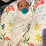 Maritza is registered to the contest to win money with this photo: baby, infant, pacifier, swaddle, blanket, hat, floral, pillow, pattern, sleeping, cute, newborn, indoors, soft, resting, child, cozy, polka_dot, bow, fabric