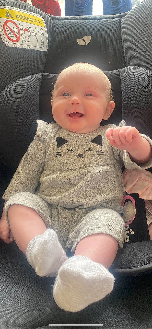 Ahya joined the competition — help win amazing prizes! arm, baby, baby_toddler_clothing, car_seat, cheek, comfort, face, finger, human_body, knee, lap, leg, mouth, person, seat_belt, skin, sleeve, smile, thigh, thumb