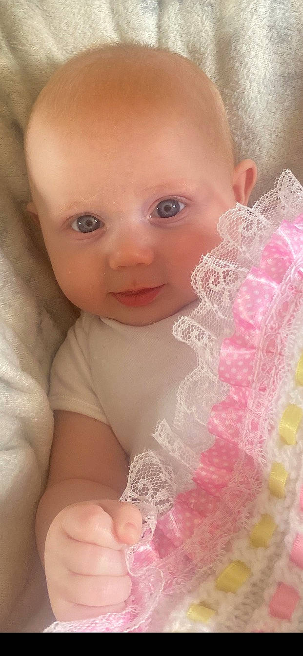 Ahya joined the competition — help win amazing prizes! baby, baby_toddler_clothing, bridal_accessory, cheek, chest, child, close_up, dress, embellishment, eyebrow, eyelash, fashion_accessory, iris, lip, pattern, peach, person, pink, skin, sleeve