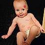 baby, infant, diaper, face, skin, lipstick, kiss_marks, smile, happy, blue_eyes, bare_chest, cheeks, hand, foot, toes, sitting, texture, background, light, cute