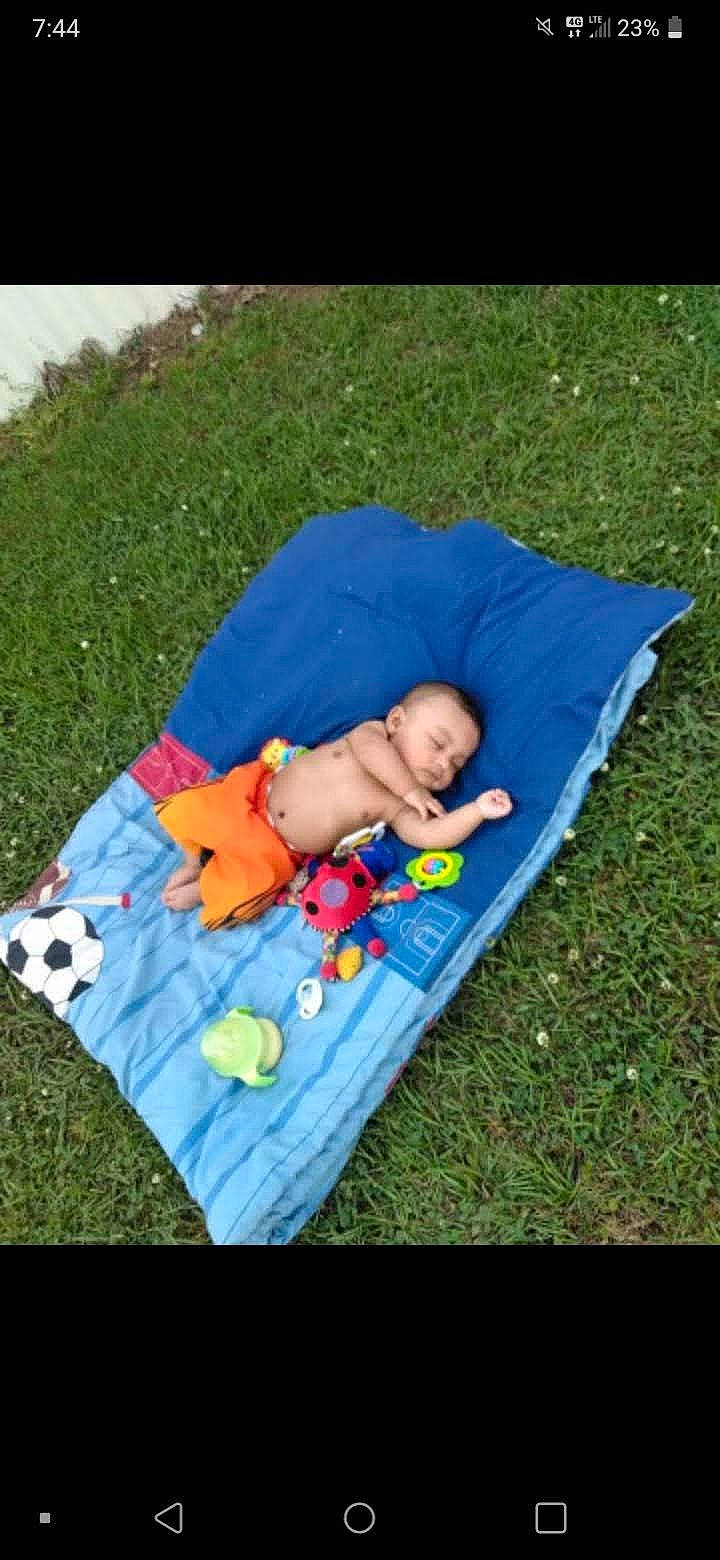 Trevor joined the competition — help win amazing prizes! baby, baby_products, child, electric_blue, fashion_accessory, fun, grass, grassland, happy, lap, lawn, leisure, people_in_nature, person, plant, play, recreation, sitting, t_shirt, toddler