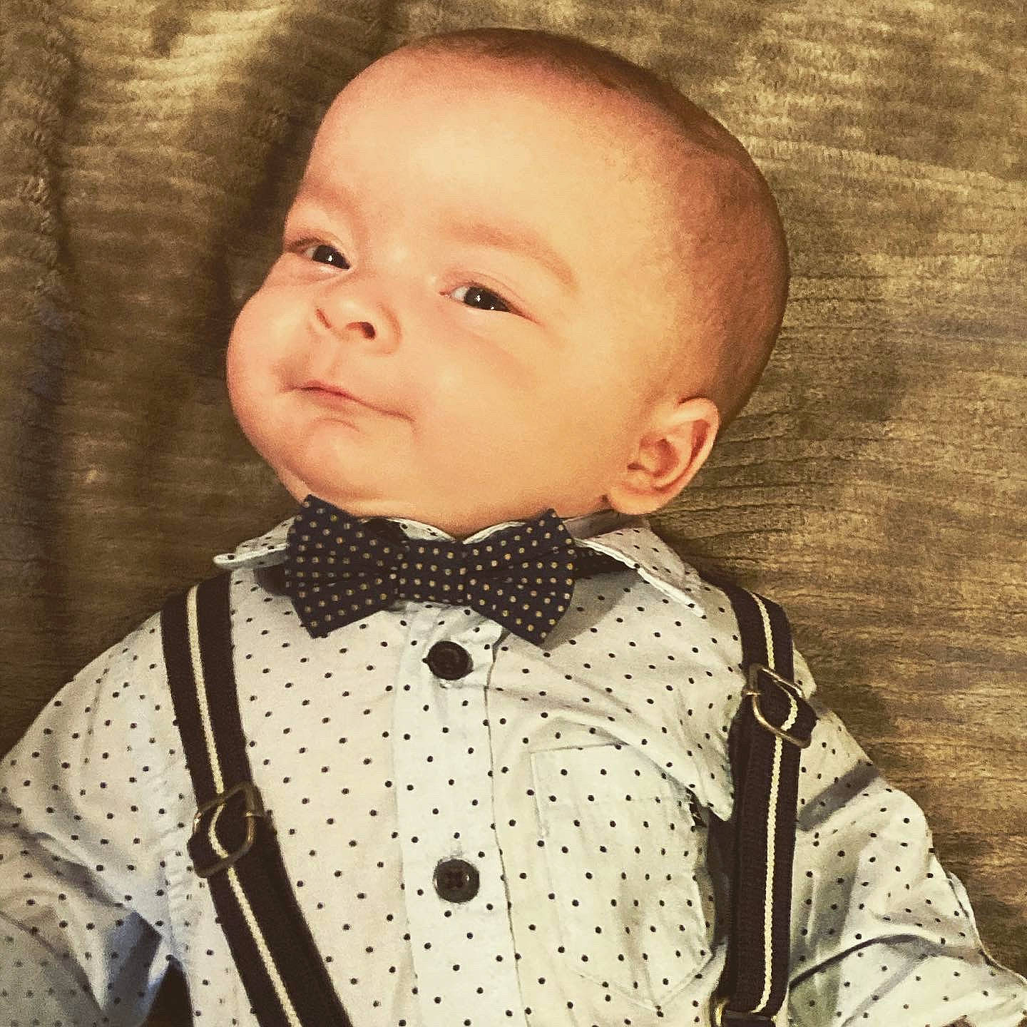 Holland joined the competition — help win amazing prizes! baby, baby_toddler_clothing, beauty, bow_tie, collar, dress_shirt, eyelash, facial_expression, happy, lip, nose, outerwear, person, selfie, sleeve, smile, street_fashion, t_shirt, textile, tie