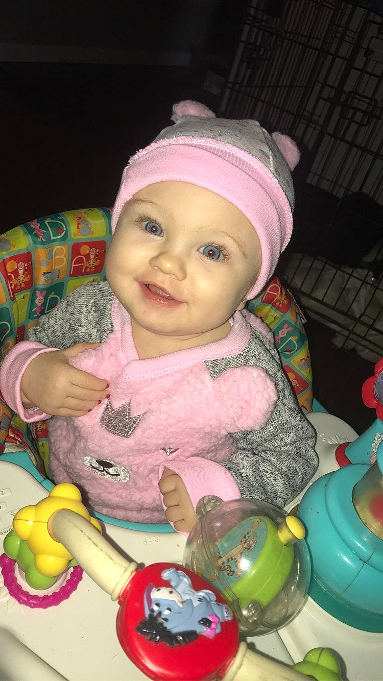 Bryleigh is registered to the contest to win money with this photo: baby, baby_playing_with_toys, baby_products, baby_toddler_clothing, baby_toys, beanie, bonnet, cheek, child, headgear, headwear, joy, knit_cap, person, pink, plastic, riding_toy, toddler, wool