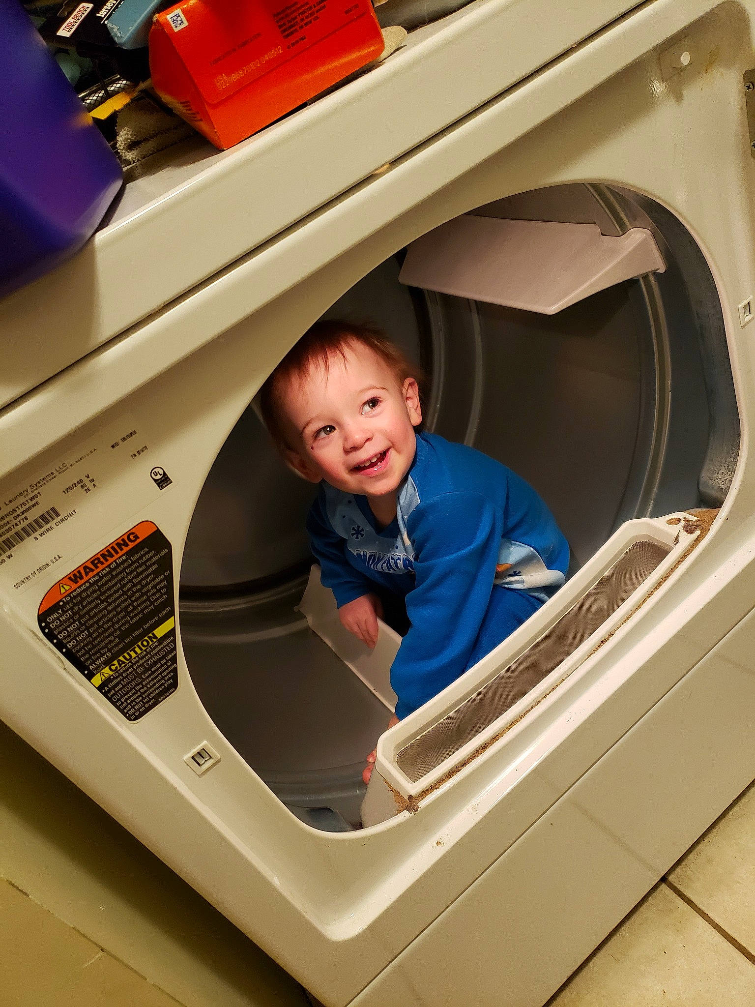 Warren joined the competition — help win amazing prizes! child, clothes_dryer, home_appliance, joy, laundry, major_appliance, person, washing, washing_machine