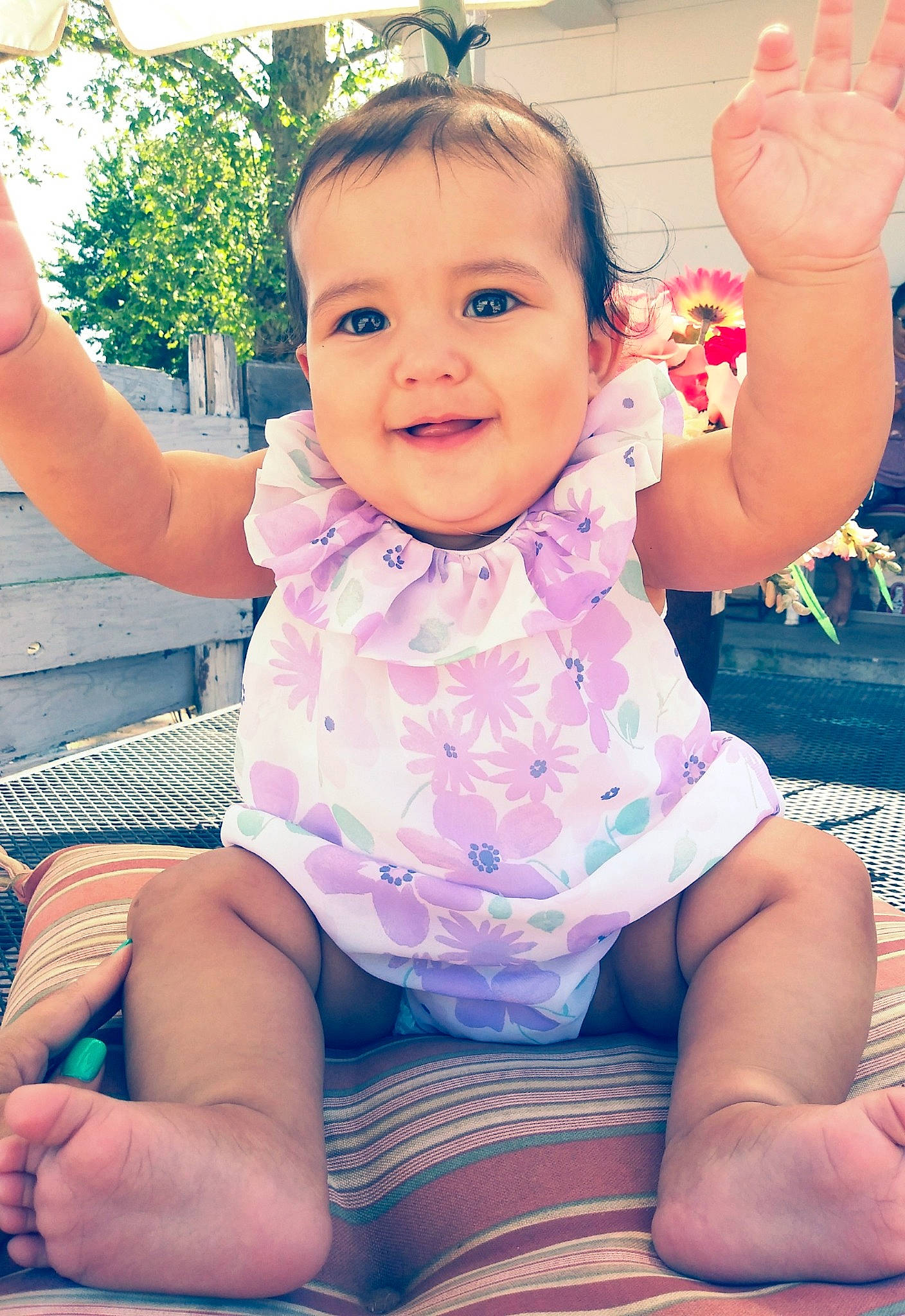 Jianna is registered to the contest to win money with this photo: arm, baby, baby_toddler_clothing, beauty, cheek, child, dress, eye, face, finger, hand, head, joy, leg, muscle, nose, person, pink, sitting, skin