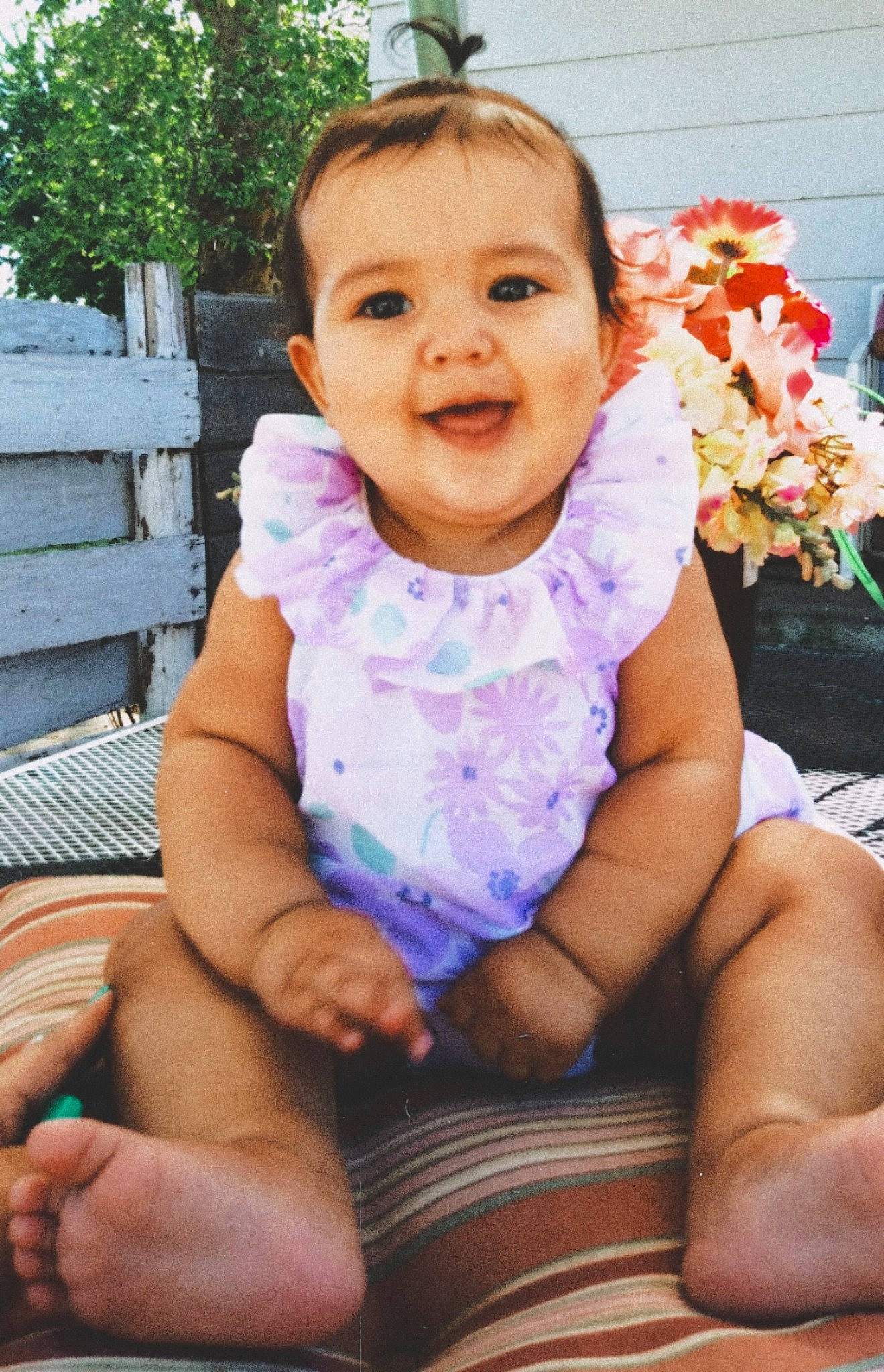 Jianna is registered to the contest to win money with this photo: baby, baby_toddler_clothing, cheek, child, face, fashion_accessory, finger, hand, head, joy, leg, muscle, neck, people, person, pink, sitting, skin, smile, thumb