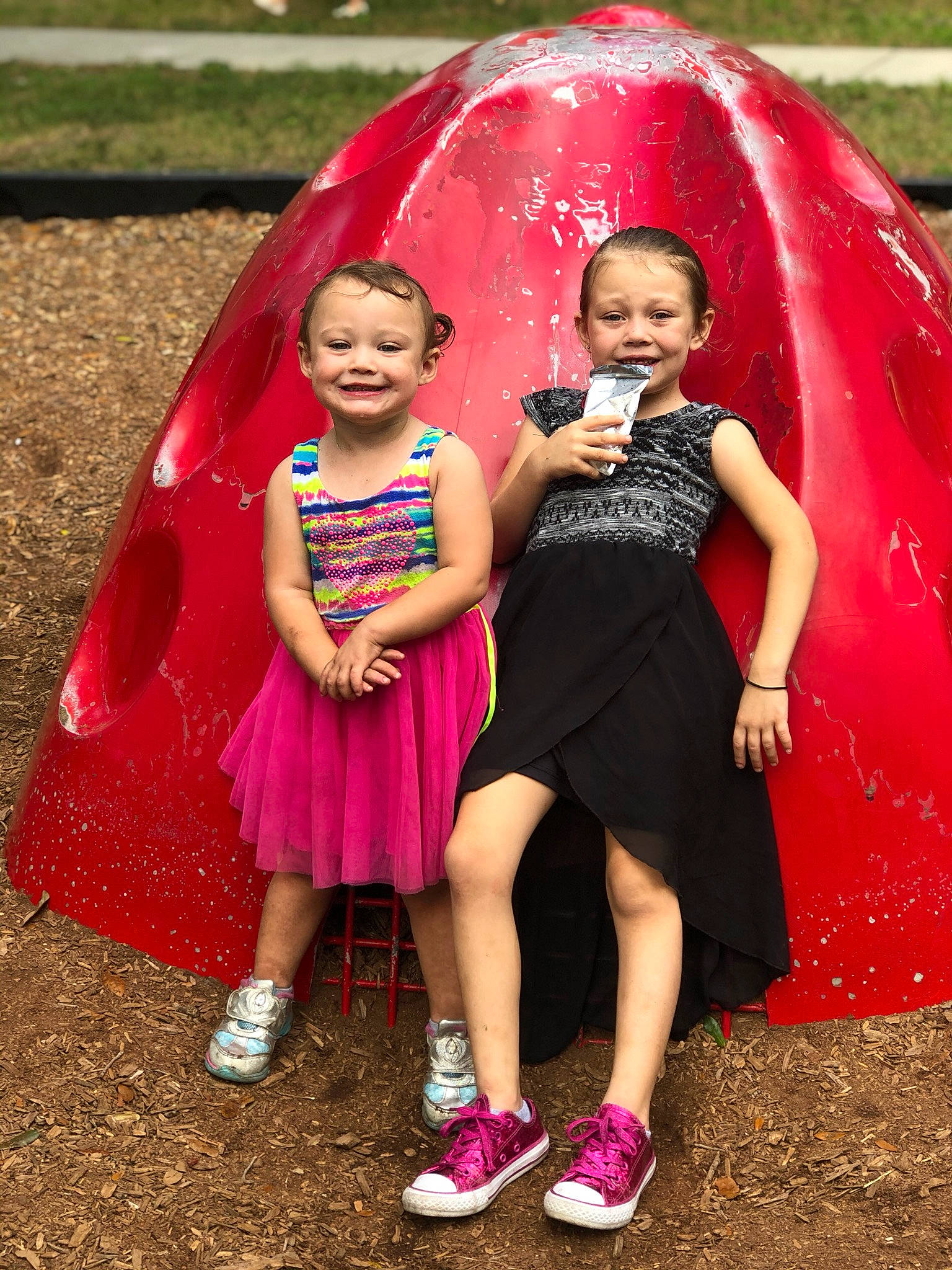 Nichole joined the competition — help win amazing prizes! child, dress, fun, happy, joy, leisure, magenta, person, pink, play, prom, red, style