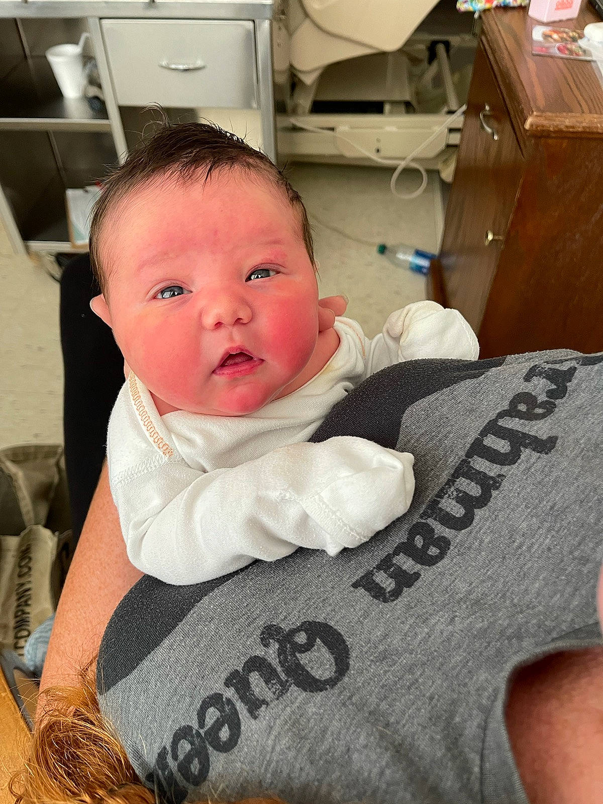 Gentry joined the competition — help win amazing prizes! baby, baby_products, baby_toddler_clothing, cheek, chest, child, chin, comfort, elbow, eyebrow, eyelash, finger, happy, neck, person, room, shipping_box, sitting, sleeve, t_shirt