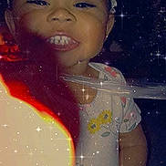 Jah'Liya joined the competition — help win amazing prizes! child, colorful, dark_background, digital_filter, dress, face, fantasy, hands, headband, indoor, light_effects, photography, portrait, short_sleeves, smiling, sparkles, standing, stars, teeth, toddler