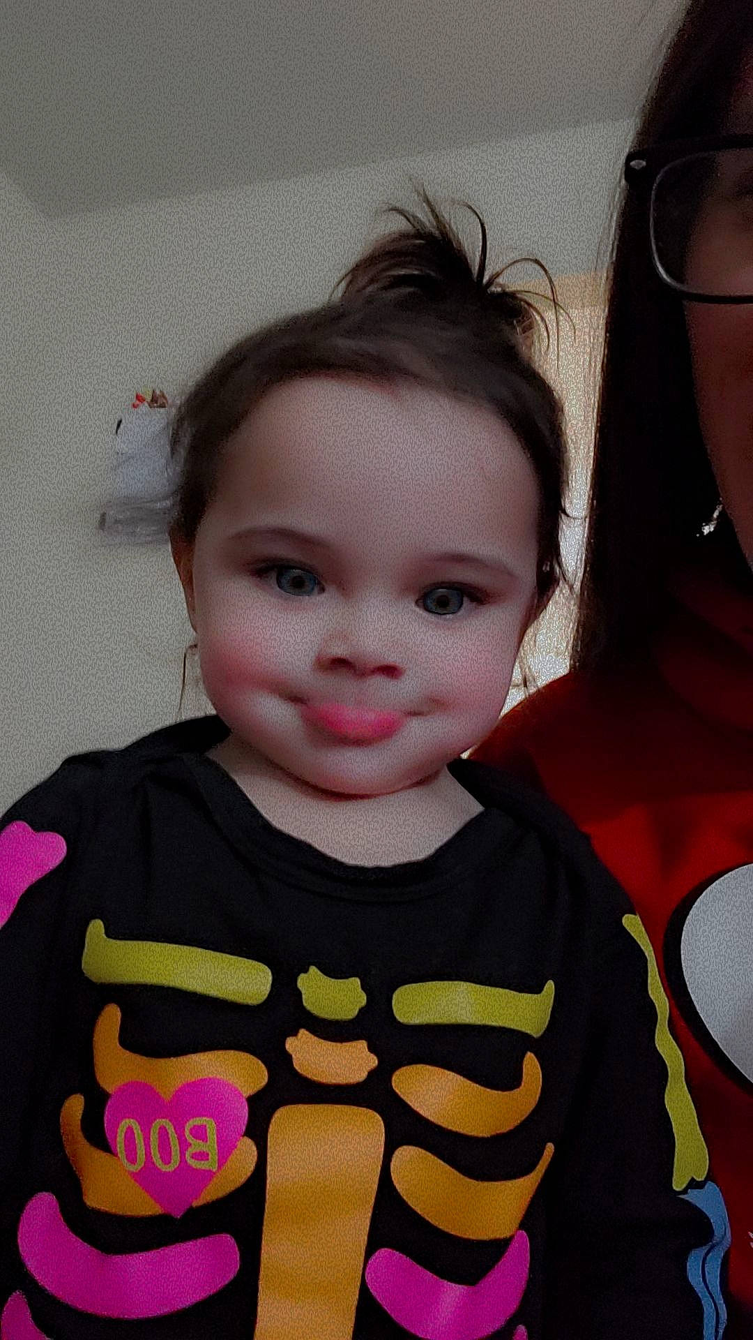 Luna joined the competition — help win amazing prizes! baby, baby_toddler_clothing, cheek, child, eyelash, eyewear, face, facial_expression, fashion_design, happy, head, joy, lip, neck, nose, pattern, person, skin, sleeve, standing