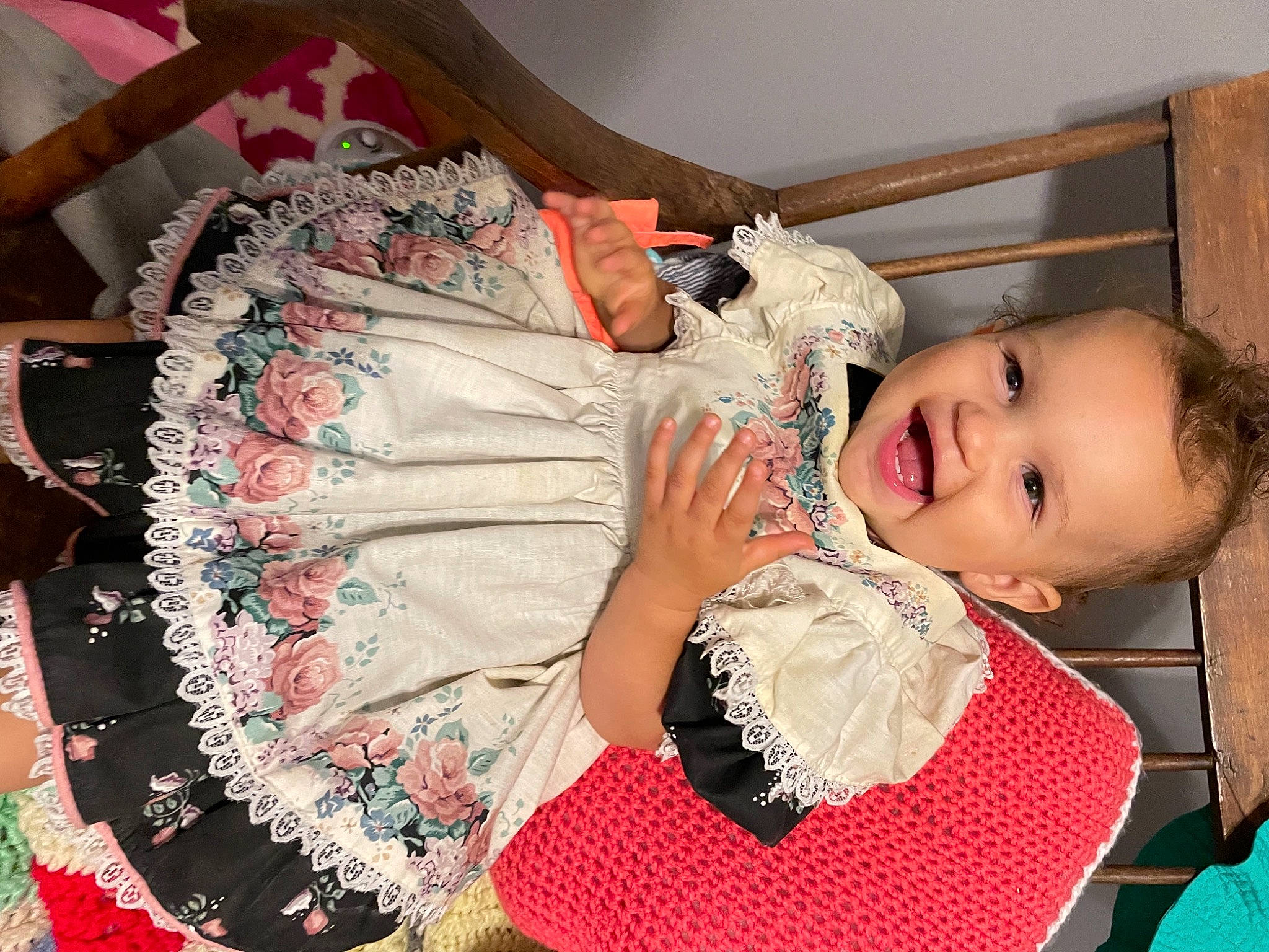 Kylie joined the competition — help win amazing prizes! abdomen, baby, baby_products, baby_toddler_clothing, child, dress, embellishment, event, fashion_accessory, fashion_design, happy, jewellery, pattern, peach, person, pink, red, room, smile, toddler