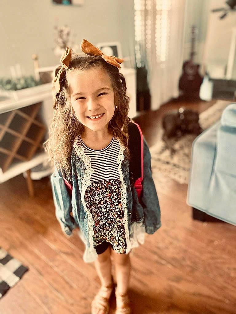 Maddison joined the competition — help win amazing prizes! event, face, facial_expression, fashion_design, flash_photography, floor, flooring, fun, happy, hardwood, joy, leisure, long_hair, pattern, person, room, skin, sleeve, smile, toddler