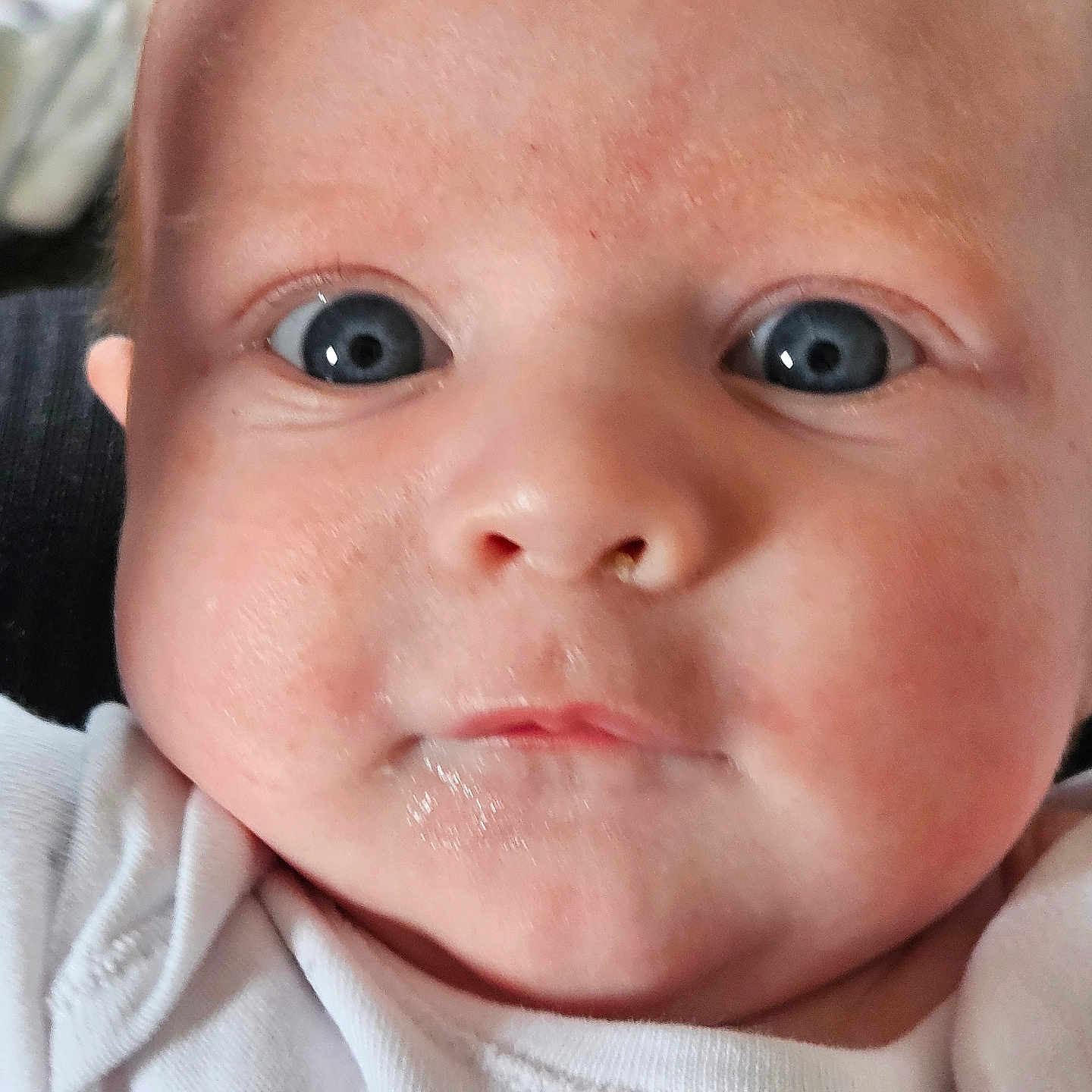 Paisley joined the competition — help win amazing prizes! baby, bodypart, clothing, face, finger, frown, hand, happy, head, mouth, newborn, person, photography, portrait, sad, selfie, skin, smile, spitting, t_shirt