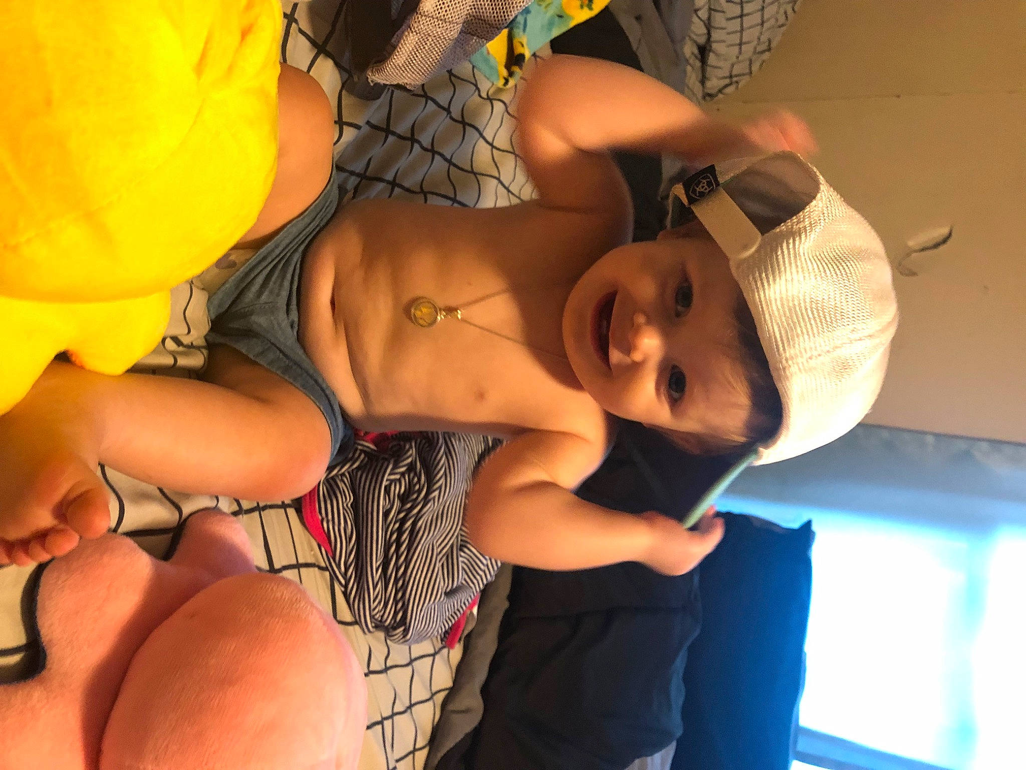 Shelby is registered to the contest to win money with this photo: abdomen, arm, black_hair, chest, elbow, finger, fun, gesture, glasses, happy, hat, headwear, human_body, human_leg, joy, mouth, pattern, person, stomach, sun_hat