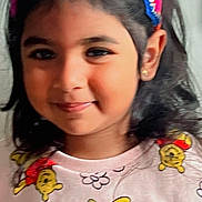 Daanya Zainab joined the competition — help win amazing prizes! child, smile, headband, colorful, winnie_the_pooh, shirt, portrait, cute, happy, face, young, indoors, person, clothing, hair, earrings, playful, casual, closeup, girl