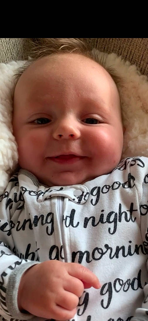 Cade joined the competition — help win amazing prizes! baby, baby_toddler_clothing, cheek, chin, eyebrow, eyelash, face, facial_expression, happy, human, joy, lip, mammal, mouth, nose, person, product, skin, sleeve, smile