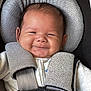 Brixton joined the competition — help win amazing prizes! baby, car_seat, smile, child, infant, harness, straps, headrest, clothing, seatbelt, cute, comfort, safety, portrait, indoors, closeup, person, happy, infant_clothing, baby_face