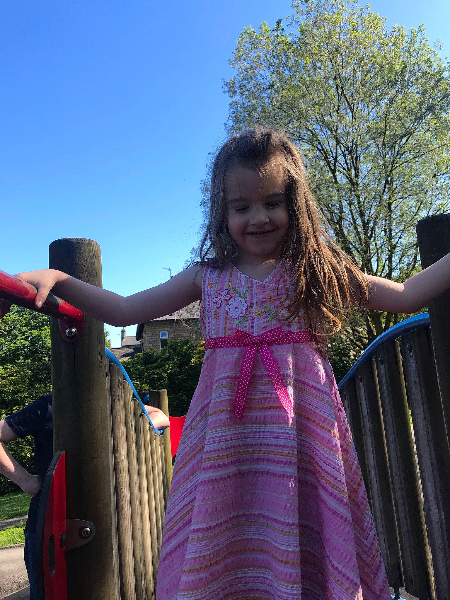 Elise Rose Ramsden joined the competition — help win amazing prizes! chute, city, electric_blue, fun, grass, happy, joy, leisure, magenta, people_in_nature, person, pink, playground, pole, purple, recreation, sky, smile, toddler, travel