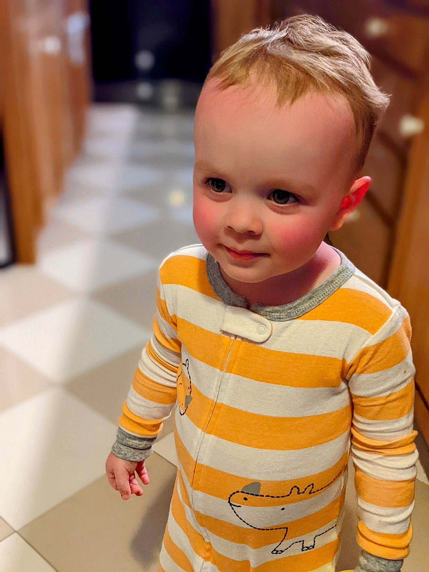 Greyson joined the competition — help win amazing prizes! baby, baby_toddler_clothing, cheek, child, chin, eye, eyelash, face, floor, flooring, fun, hair, happy, iris, nose, person, skin, sleeve, smile, t_shirt