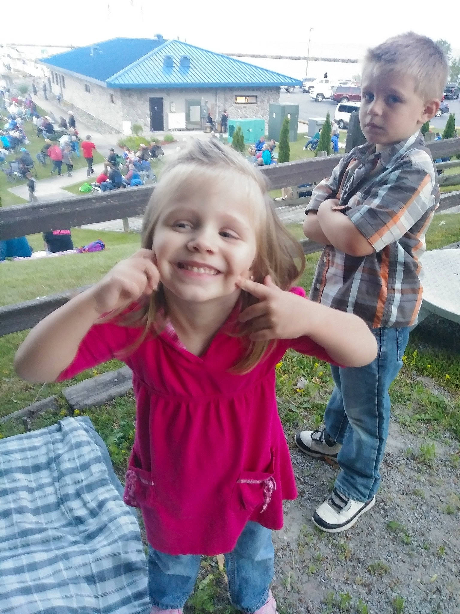 Jadalynn joined the competition — help win amazing prizes! child, daughter, facial_expression, family, fun, gesture, grass, happy, joy, laugh, people, person, plant, play, sibling, smile, summer, toddler, tree, vacation