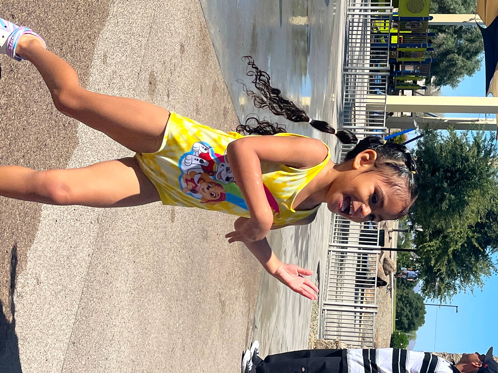 Jaela joined the competition — help win amazing prizes! calf, eyewear, fun, high_heels, human_leg, knee, leisure, musical_instrument, pedestrian, person, recreation, road, sandal, shorts, street, thigh, tree, trunk, vacation, waist