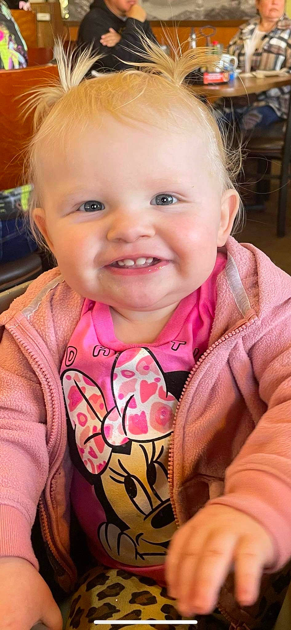 Giana joined the competition — help win amazing prizes! baby, baby_toddler_clothing, blond, cheek, child, chin, close_up, ear, eyebrow, eyelash, happy, iris, joy, lip, mouth, nose, person, pink, skin, sleeve